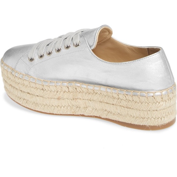 Prada espadrille platform sneakers sandal shoes silver - Picture 2 of 5
